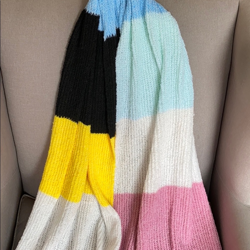 INC Twisted Knit Ribbed Colorblocked Muffler Scarf - Picture 4 of 6
